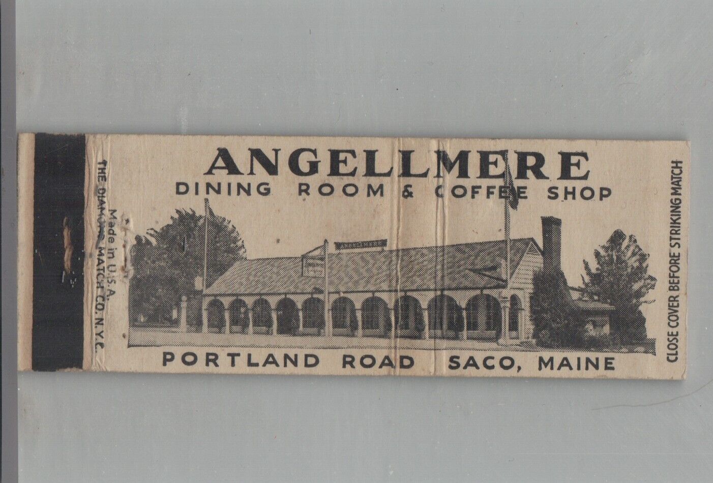 Matchbook Cover - Full Length Angellmere Dining Room & Coffee Shop Saco ME