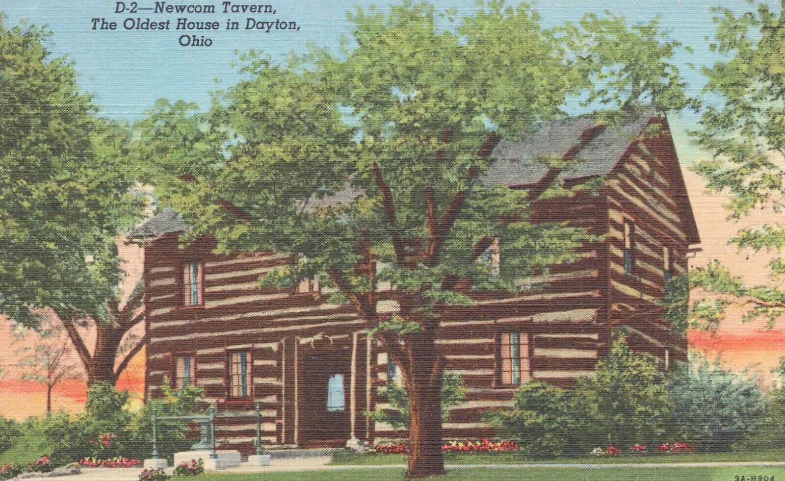 1949 Curt Teich Postcard-Newcom Tavern-Oldest House Dayton Ohio w/War Bond mark