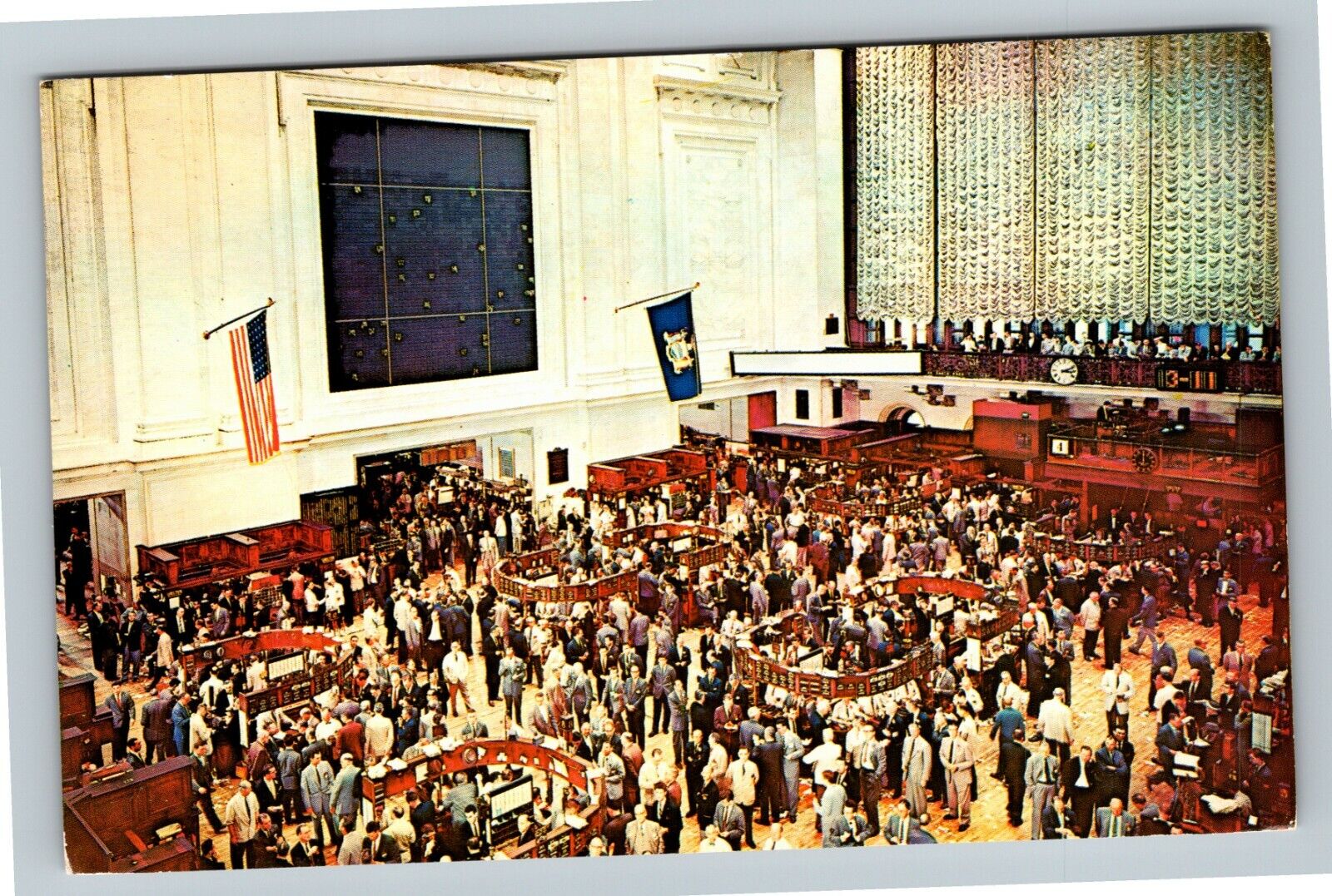 New York Stock Exchange Trading Floor In Action, New York City Vintage Postcard