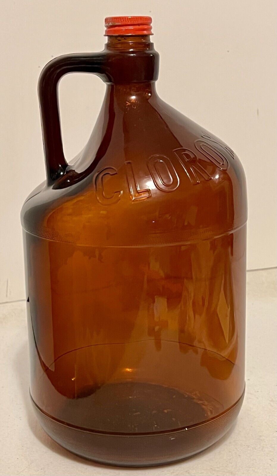 Vintage 1960s Clorox  One Gallon Amber Brown Bottle Jug w/Lid EMPTY