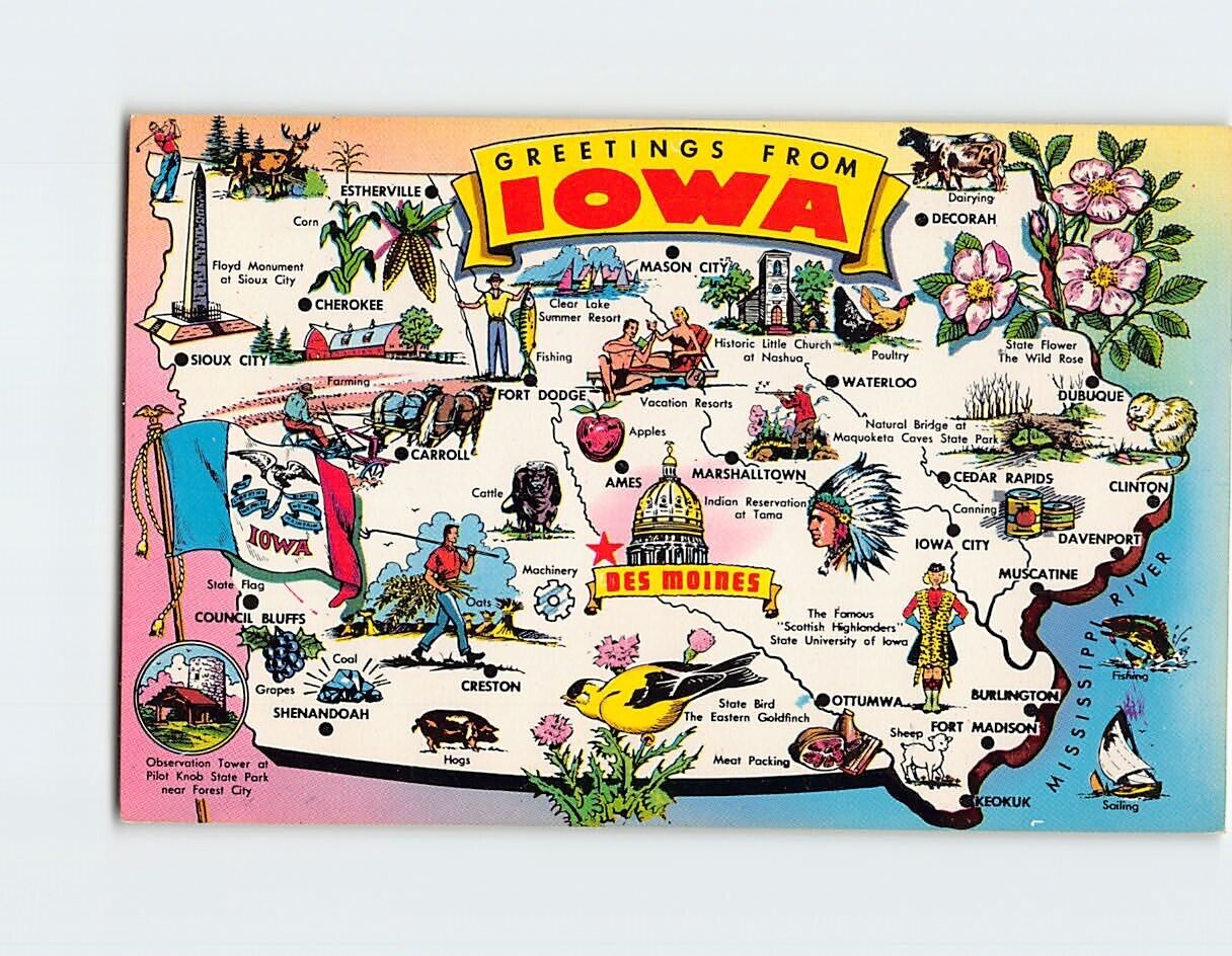 Postcard Greetings From Iowa USA