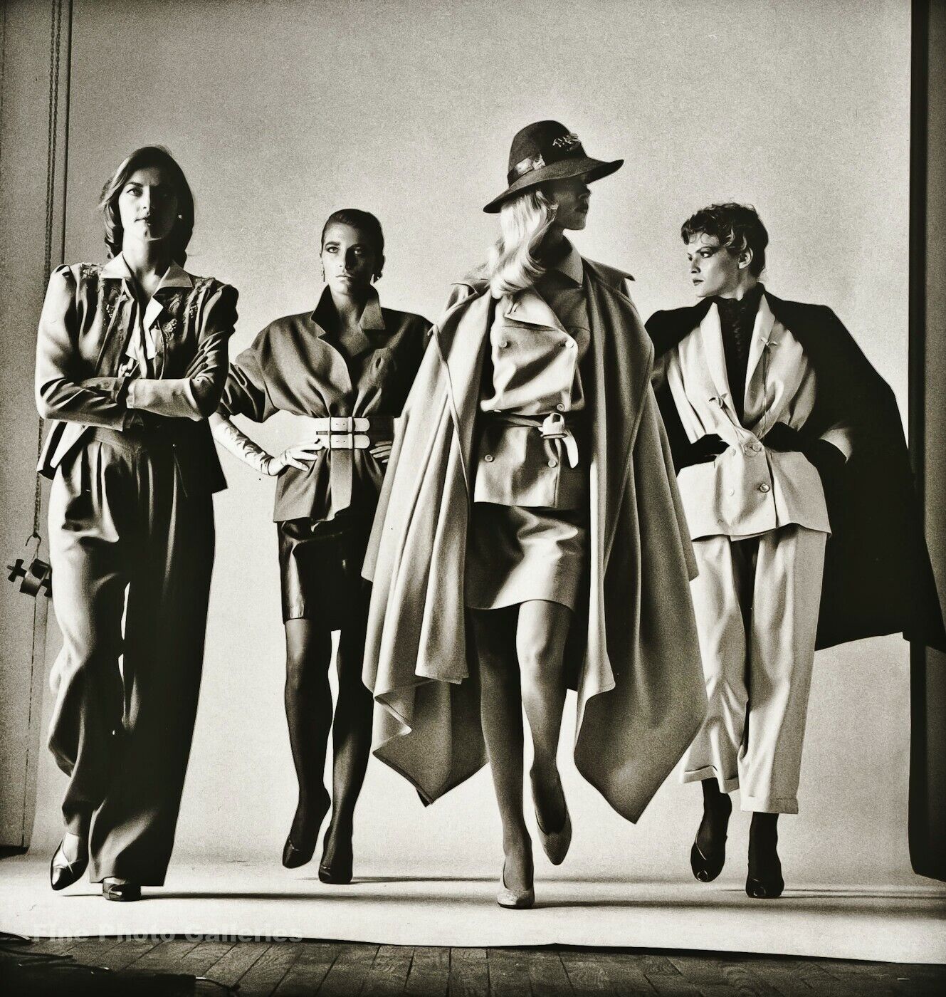 1981 Vintage HELMUT NEWTON Female Fashion Four Models Duotone Photo Art On 11X14