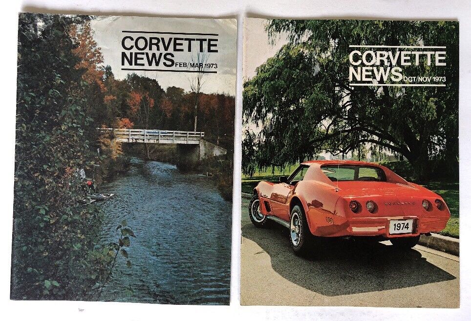 Vtg 1973 Corvette News Magazine - 2 issues FEB/MAR 1973 & OCT/NOV 1973