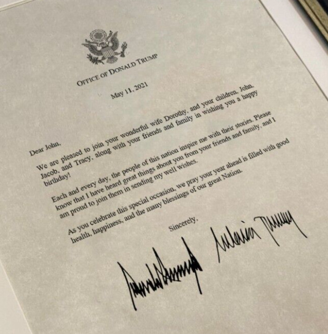 SIGNED Personalized Donald Trump Melania BIRTHDAY Letter