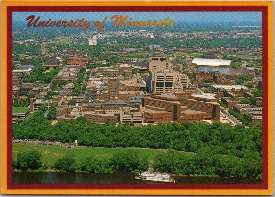 UNIVERSITY OF MINNESOTA Postcard Campus Aerial View / 1987 Minneapolis Cancel