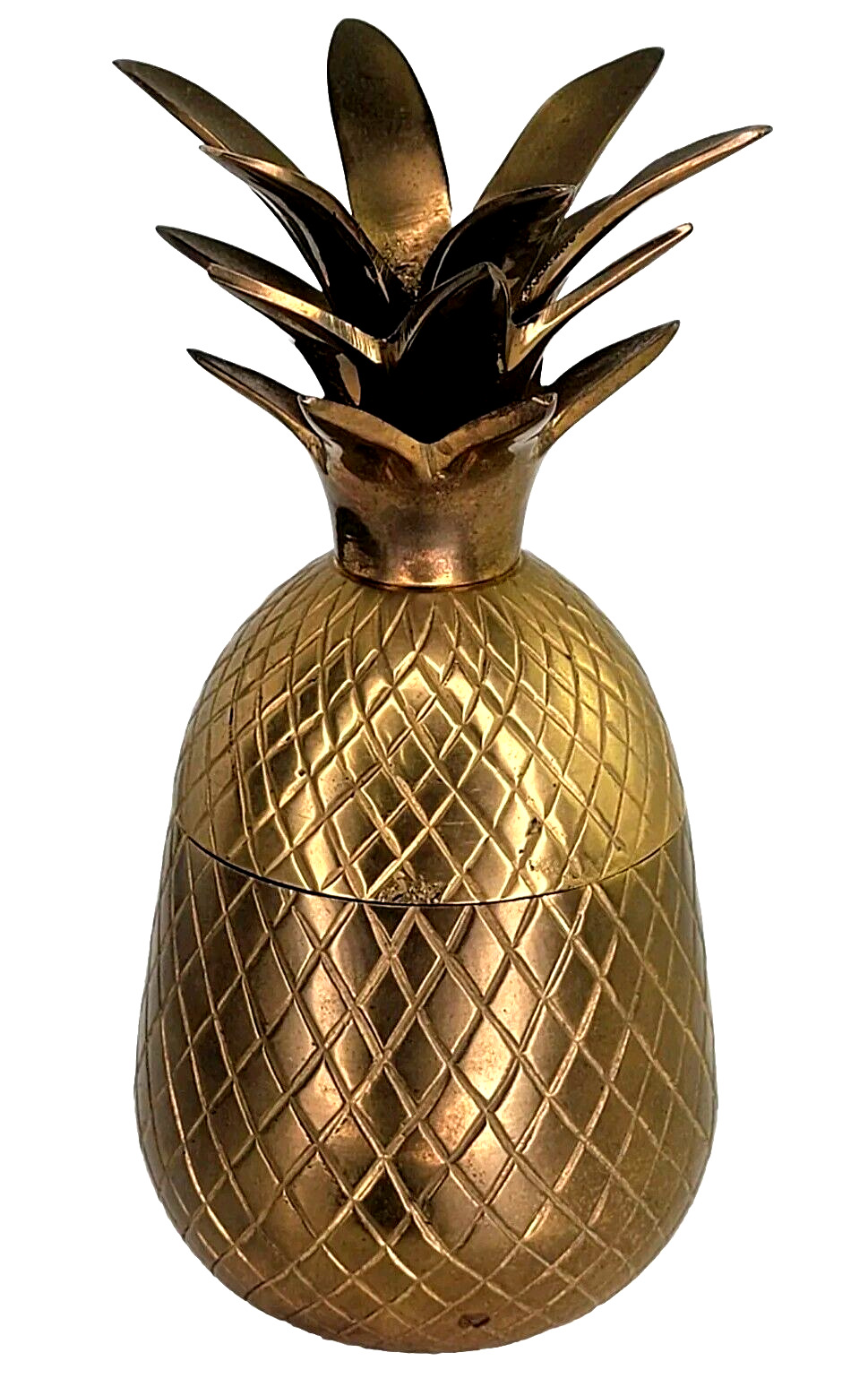 Vintage Solid Brass Pineapple Container Hollywood Regency Style MCM Midcentury