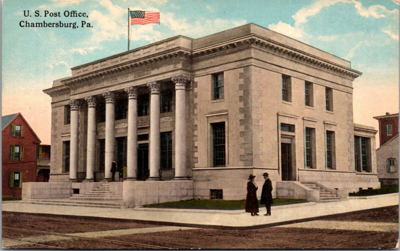 Postcard United States Post Office in Chambersburg, Pennsylvania