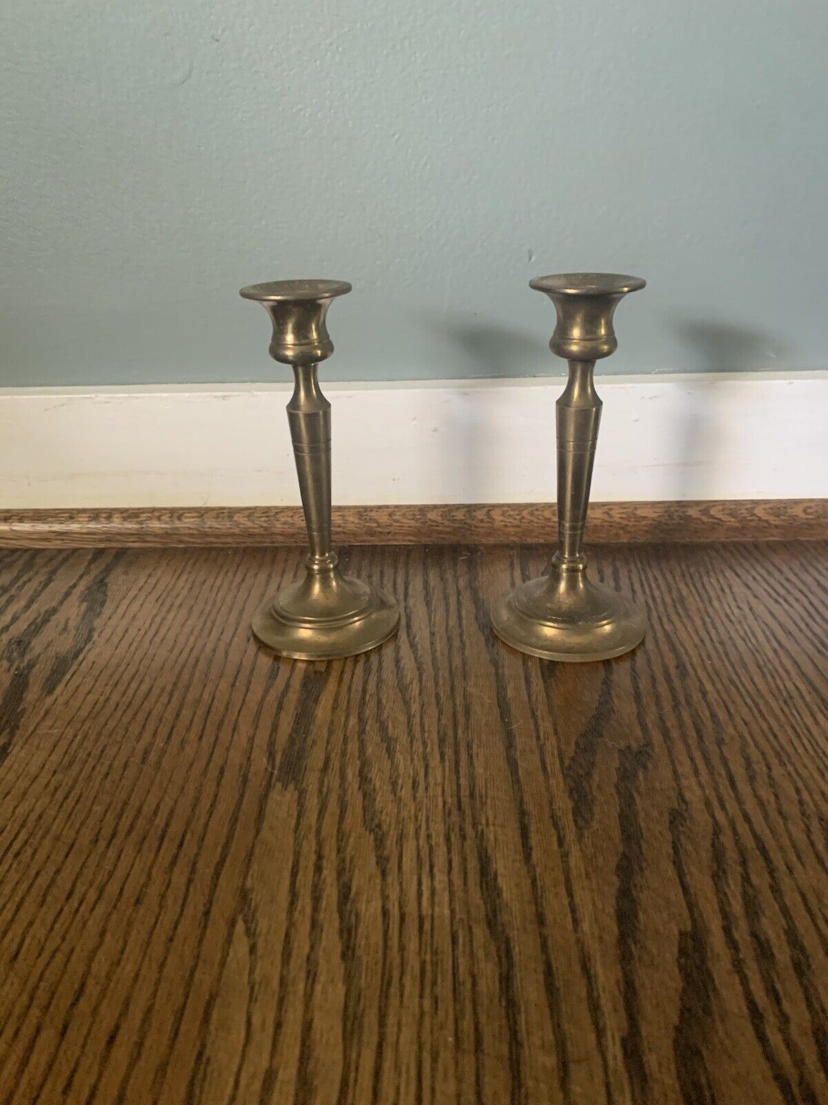 Pair Of Vintage Brass Candle Holders