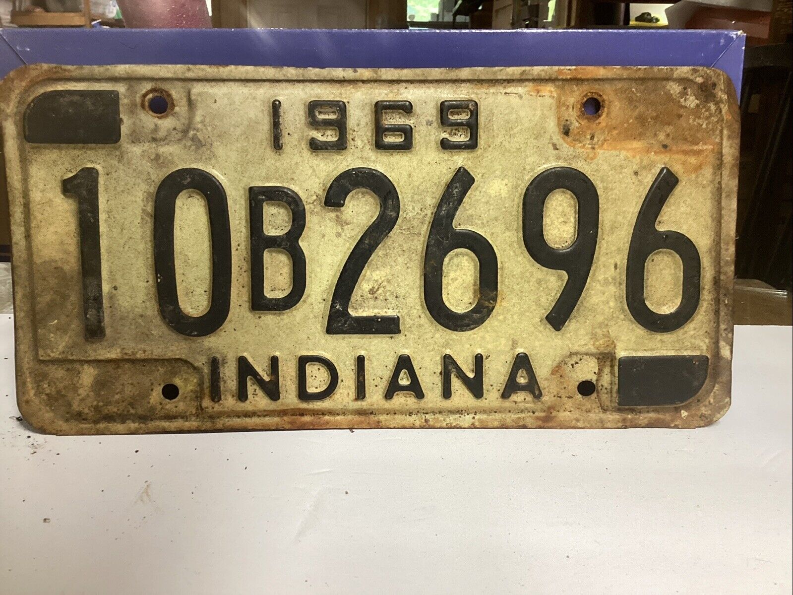 Vintage 1969 Indiana License Plate - Crafting Birthday MANCAVE slf