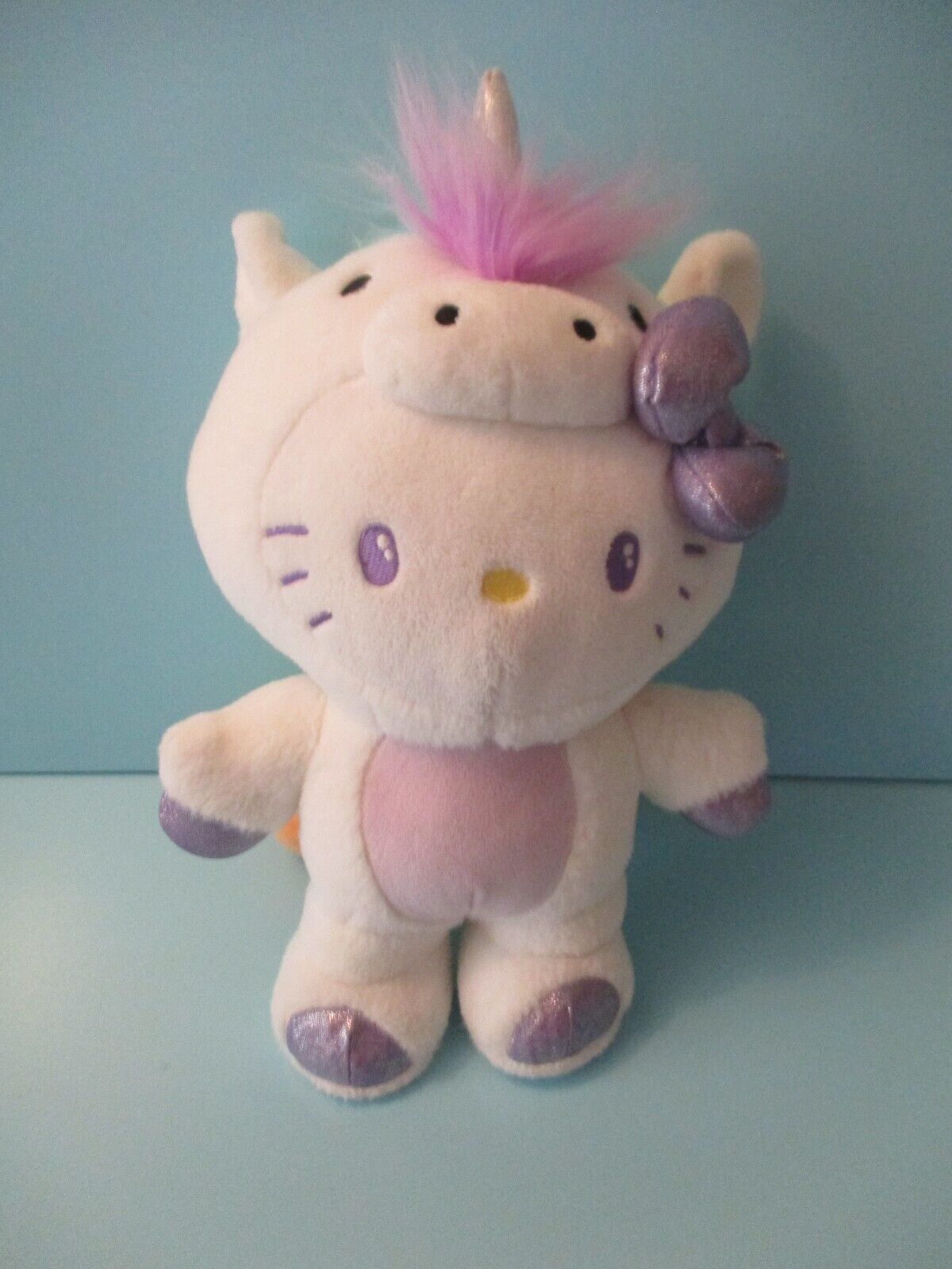Sanrio Hello Kitty Rainbow Sparkle Unicorn Plush Stuffed Animal Cat 12\