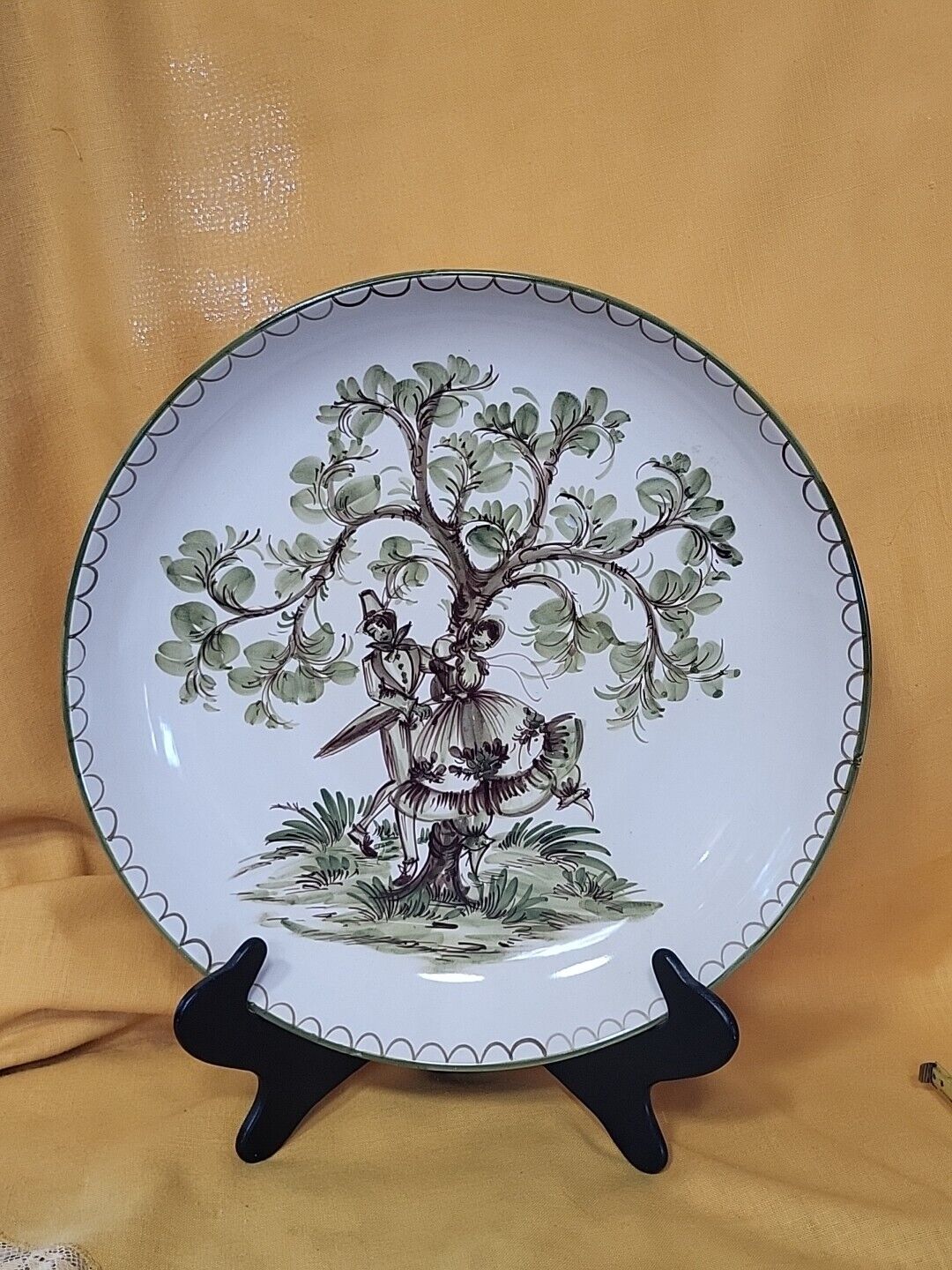  Antique Beautiful Ulmer Keramik Hand Painted Decorative Plate , Germany 13.25\