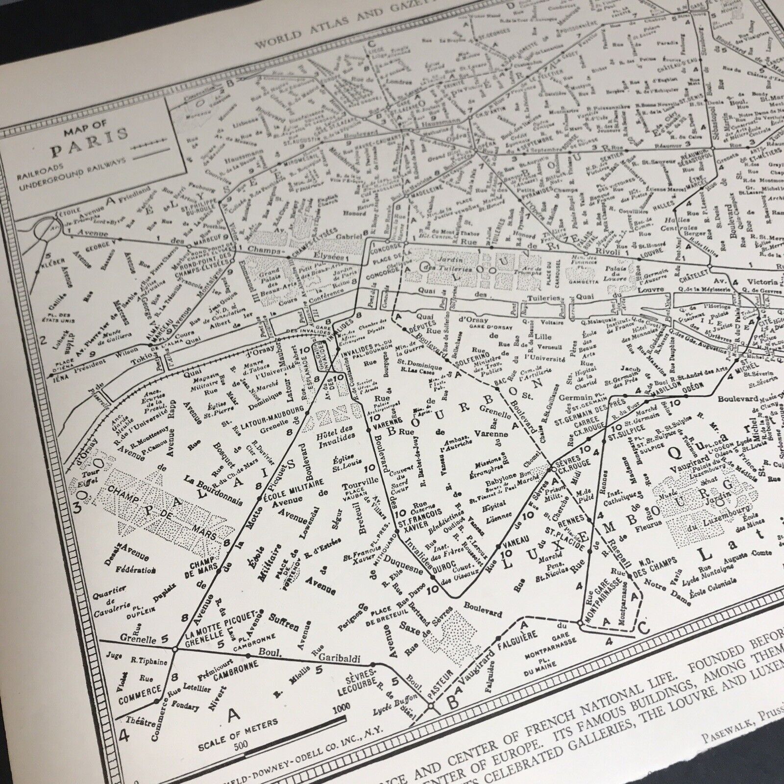 1940\'s Map of Paris Railroad underground railways  atlas Map Vintage