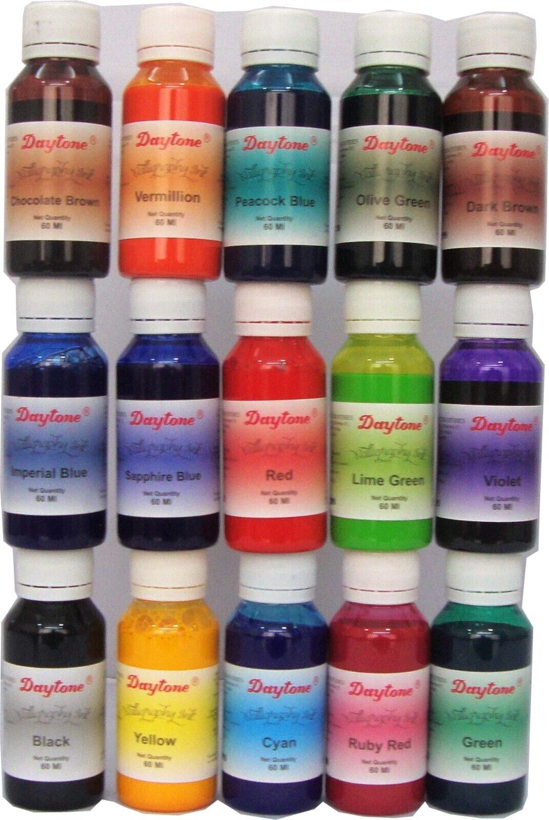 EXTRA FINE DAYTONE INDIA CALLIGRAPHY INK 60 ML. PACK OF 15 COLORS