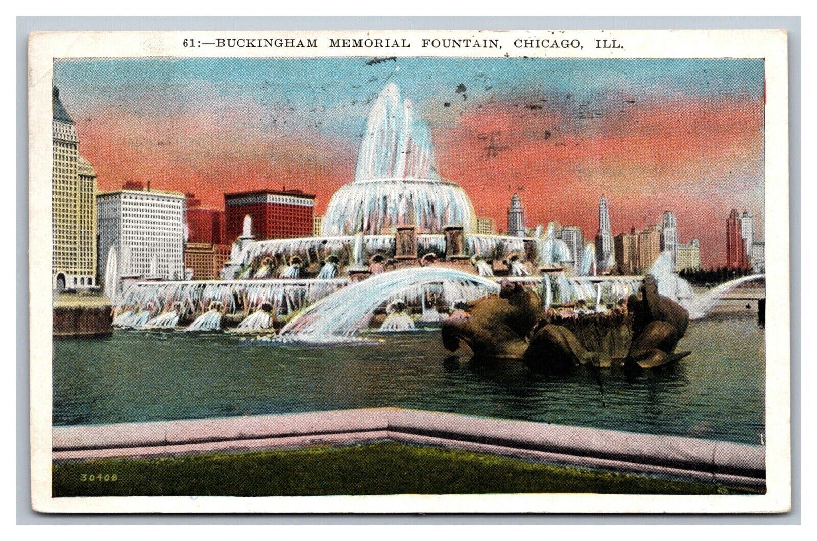 Chicago, IL Illinois, Buckingham Memorial Fountain, Postcard Posted 1930