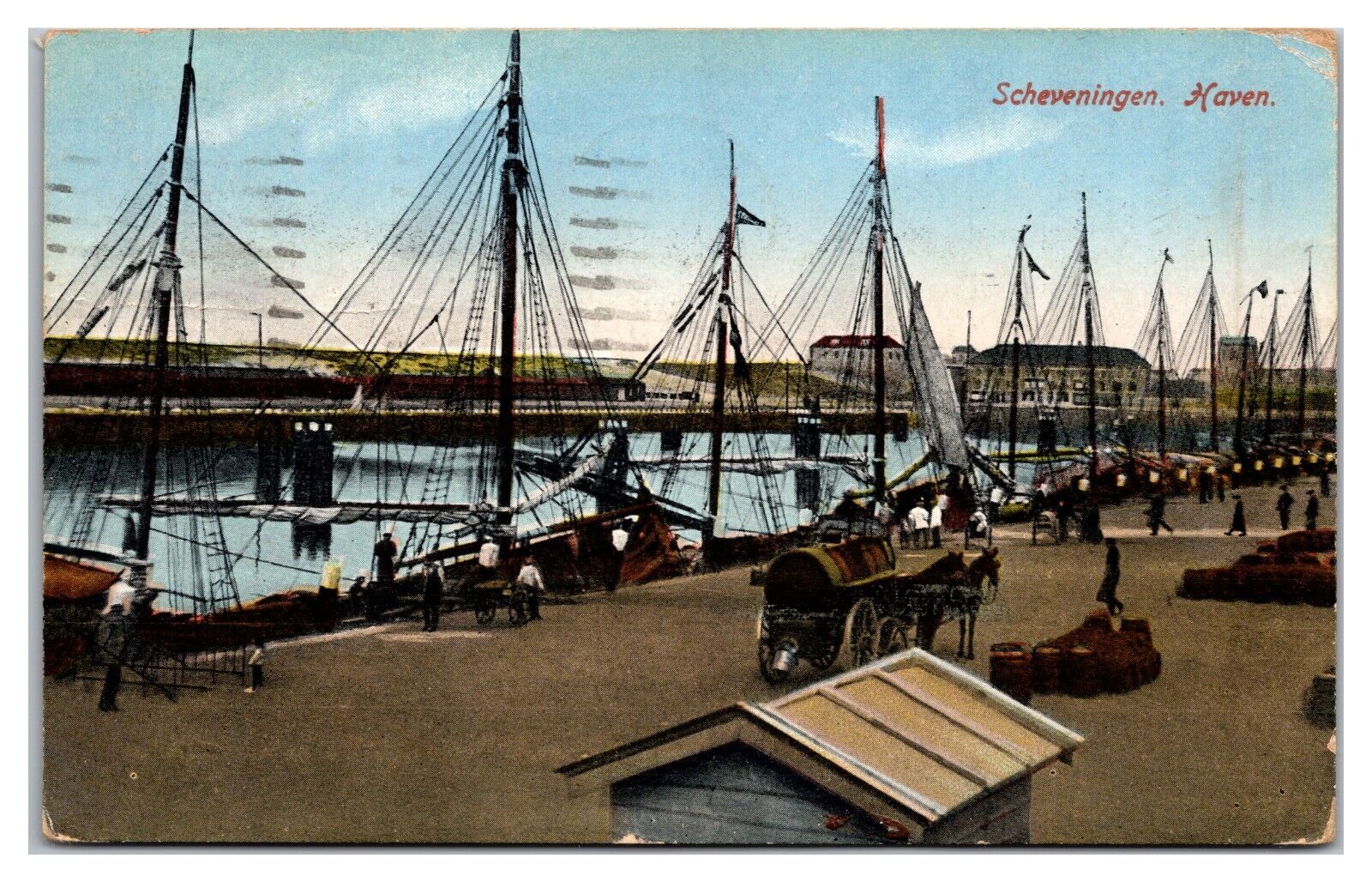 Scheveningen Haven Old Time Dock View Postcard