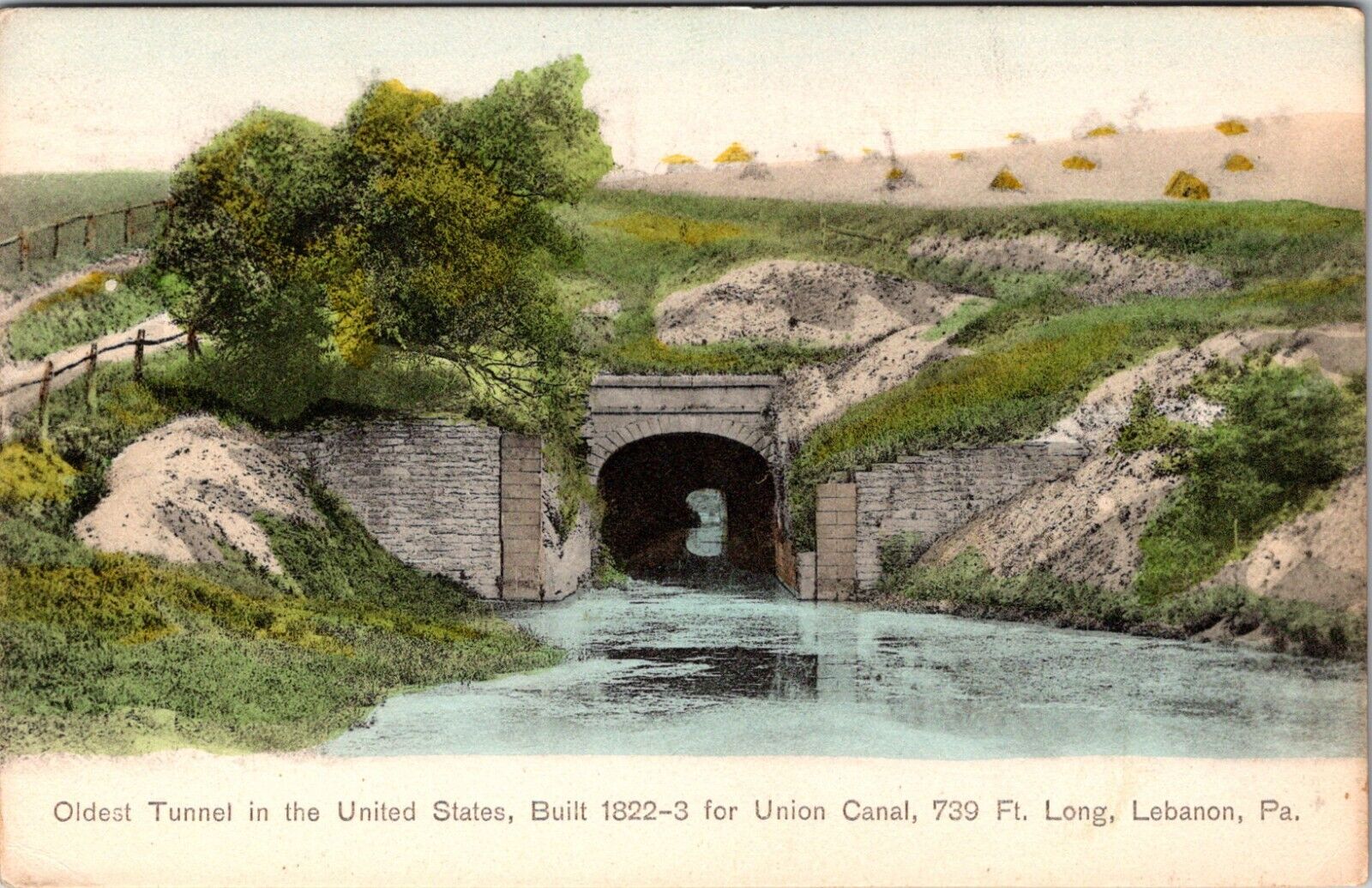 Lebanon PA Oldest Tunnel in US for Union Canal 1907 Antique Postcard K550