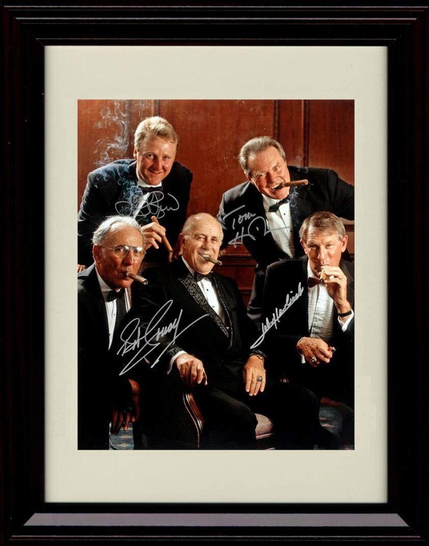 16x20 Framed Larry Bird, Tom Heinsohn, Bob Cousy and John Havlicek Autograph