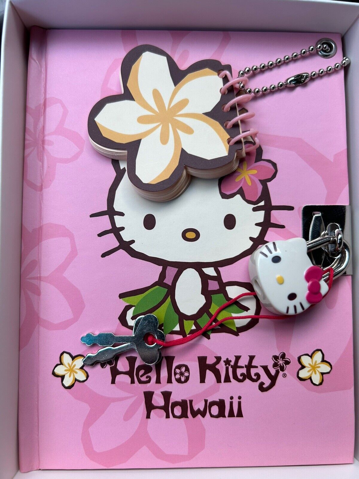 Collectible Hawaii Hello Kitty Diary Journal with Hello Kitty Head Lock & Keys.