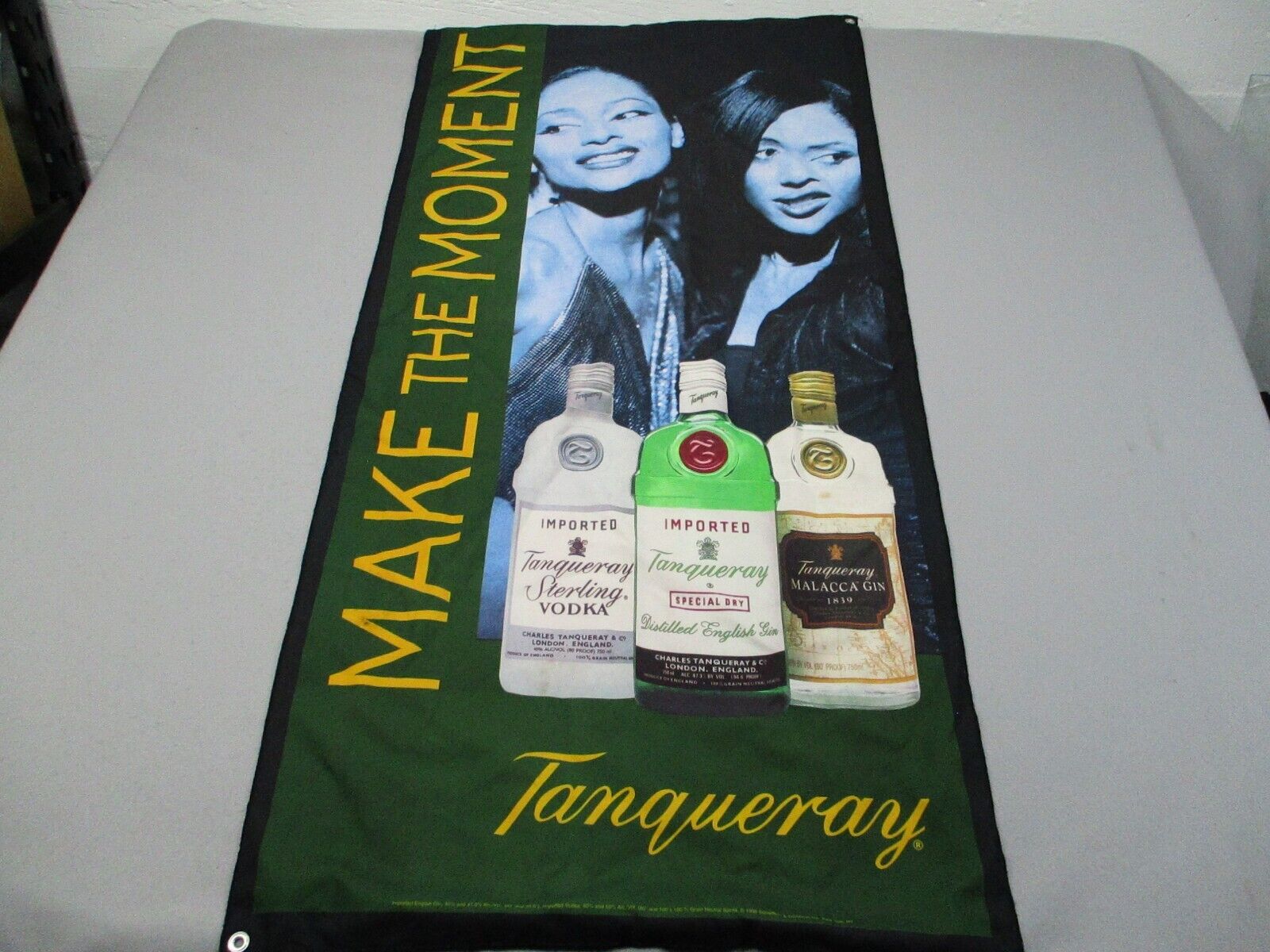 Vintage Tanqueray Gin Ad Flag Green 90s Make The Moment AOP Vodka Gin Hip Hop *