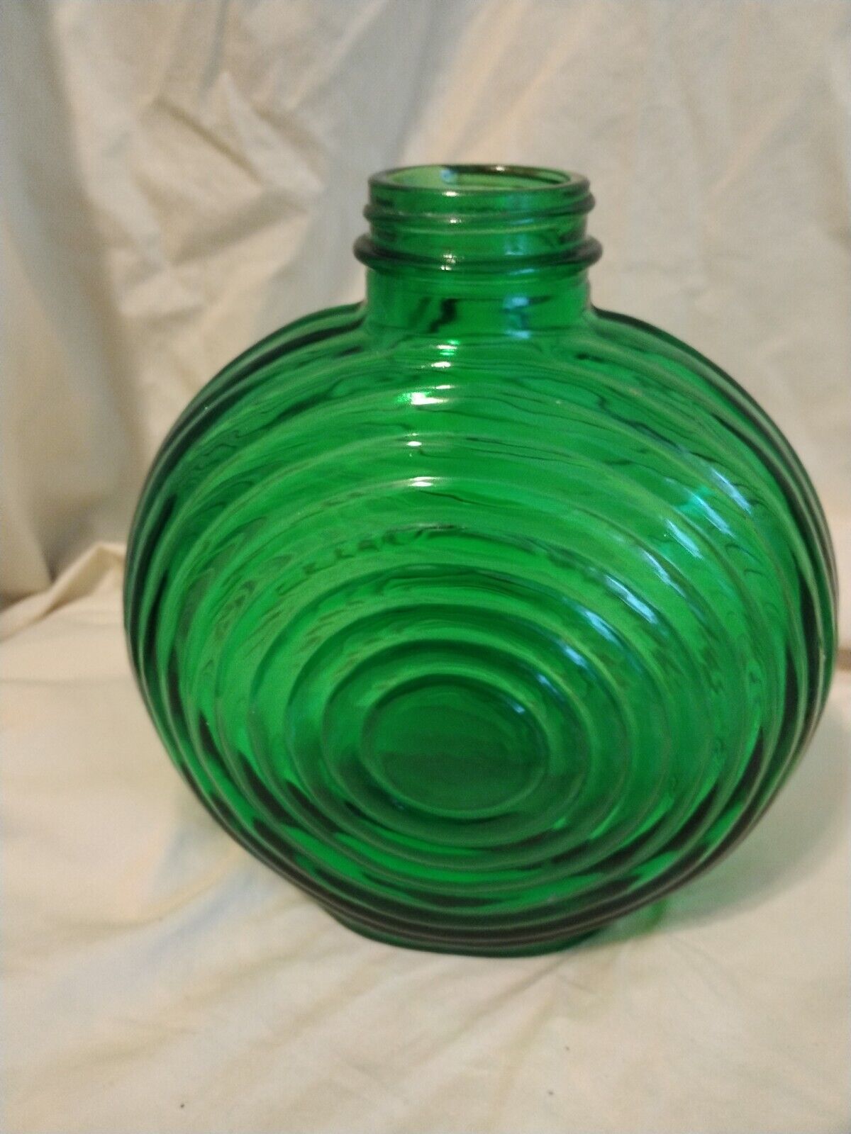 Vtg.1930s Green Owens Illinois Depression Glass Circle Pattern Canteen Bottle