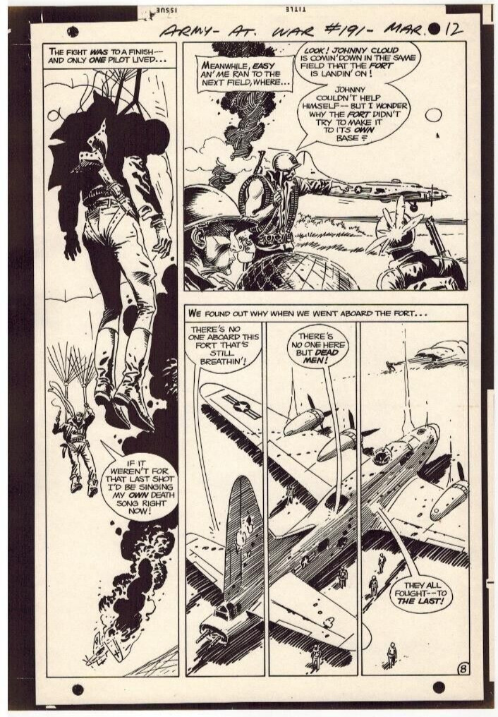 1968 JOE KUBERT OUR ARMY AT WAR #191 SGT ROCK ORIGINAL PRODUCTION ART COMIC PAGE