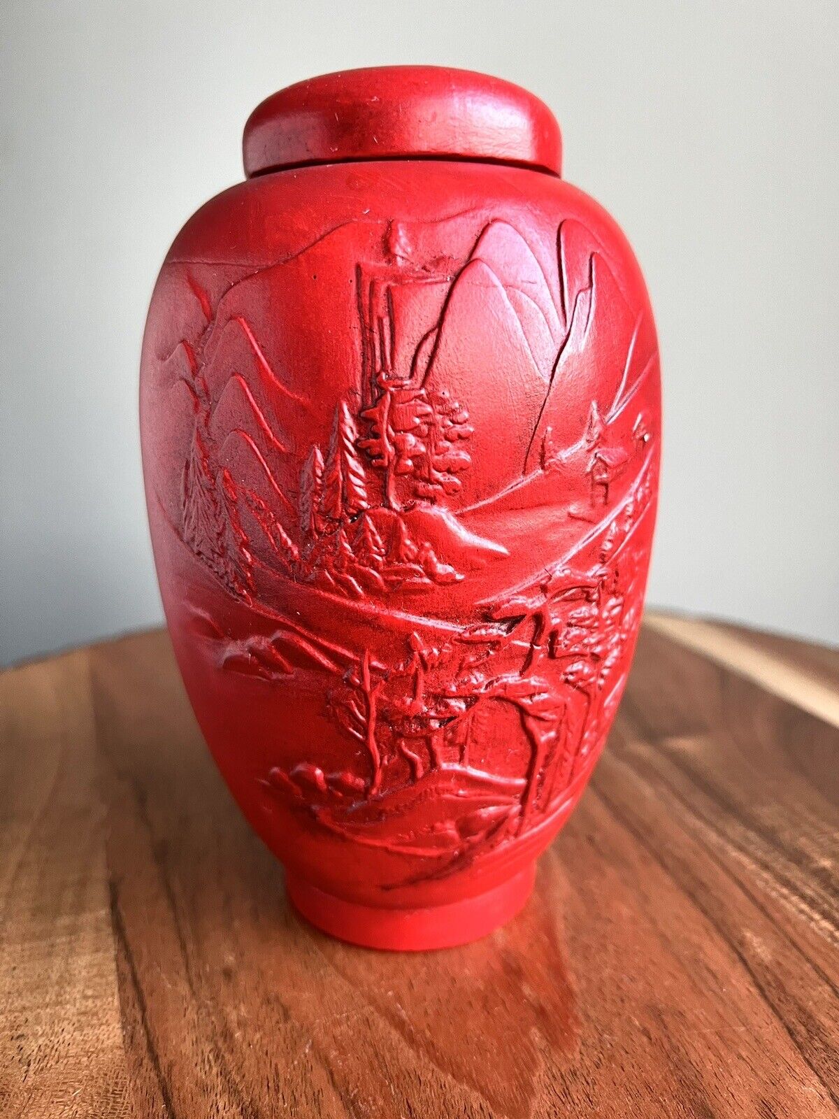 Handmade Ceramic Jar with Lid, Signed 1970 Vintage Asian Art Pottery, Embossed