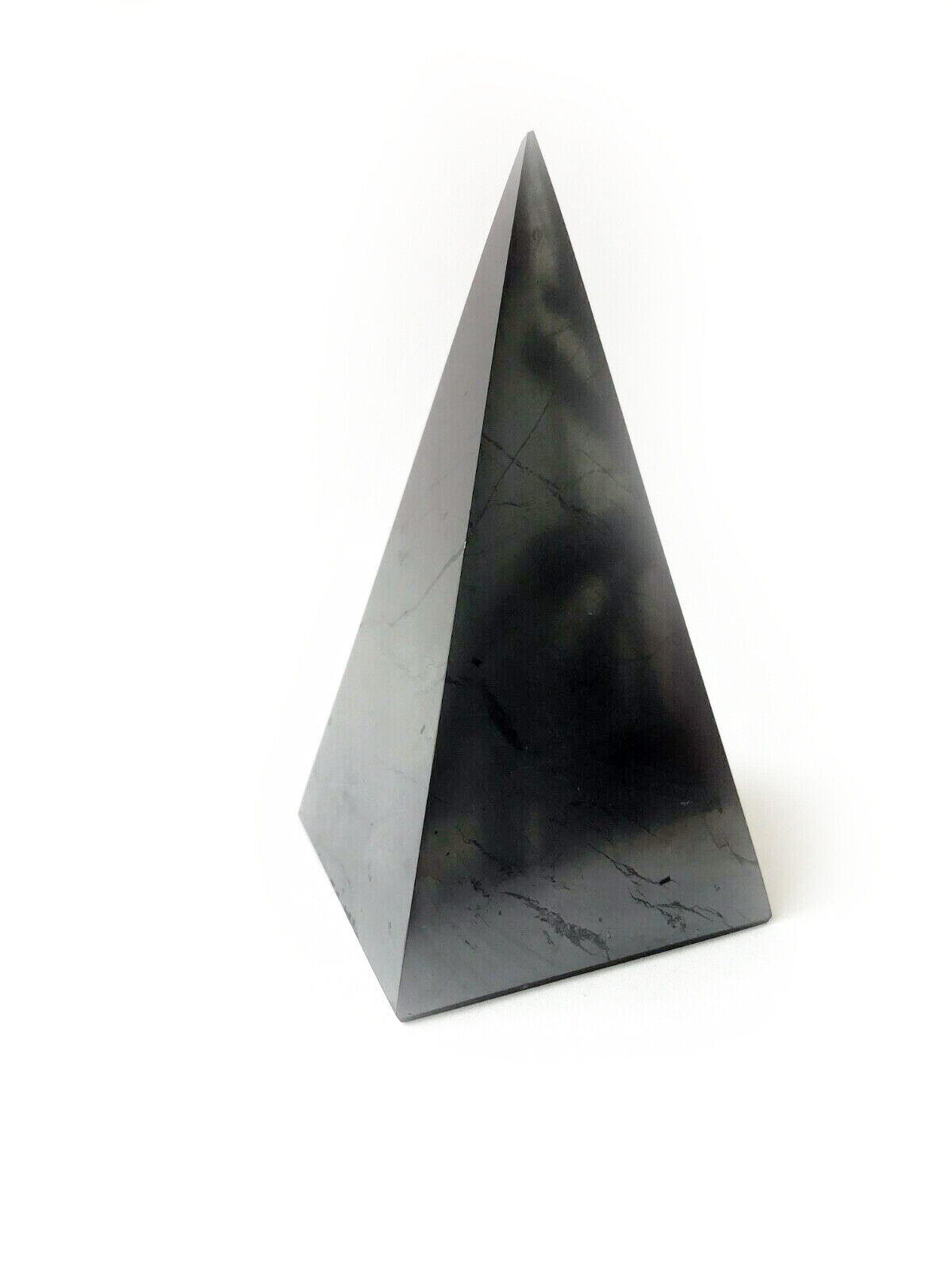 High Polished shungite pyramid 160mm 6,2″ Karelia EMF home decor