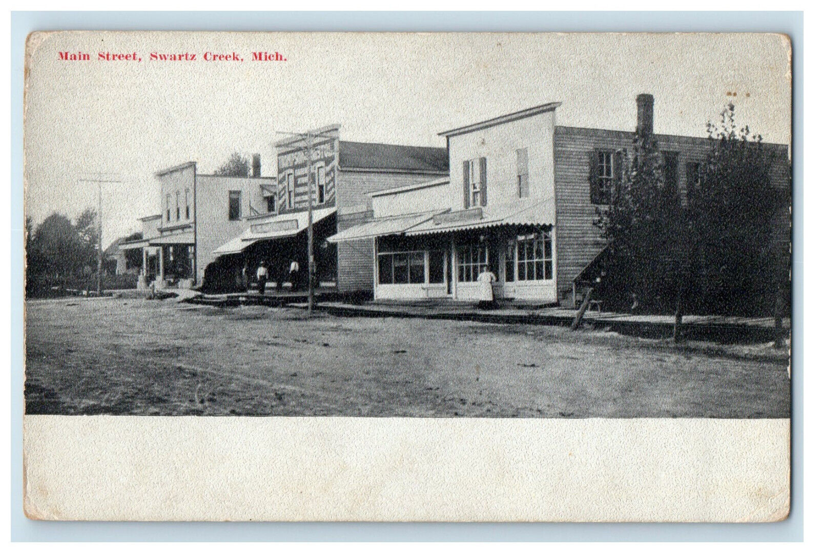 c1940's Main Street Swartz Creek Michigan MI Antique Unposted Postcard