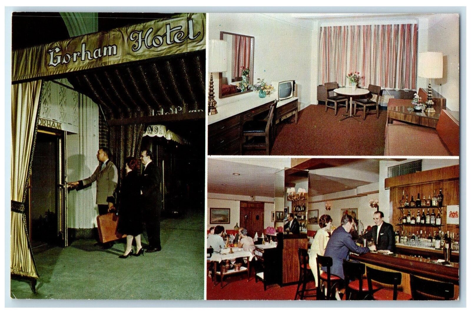 c1960's The Gorham Motel Interior New York City New York NY Unposted Postcard