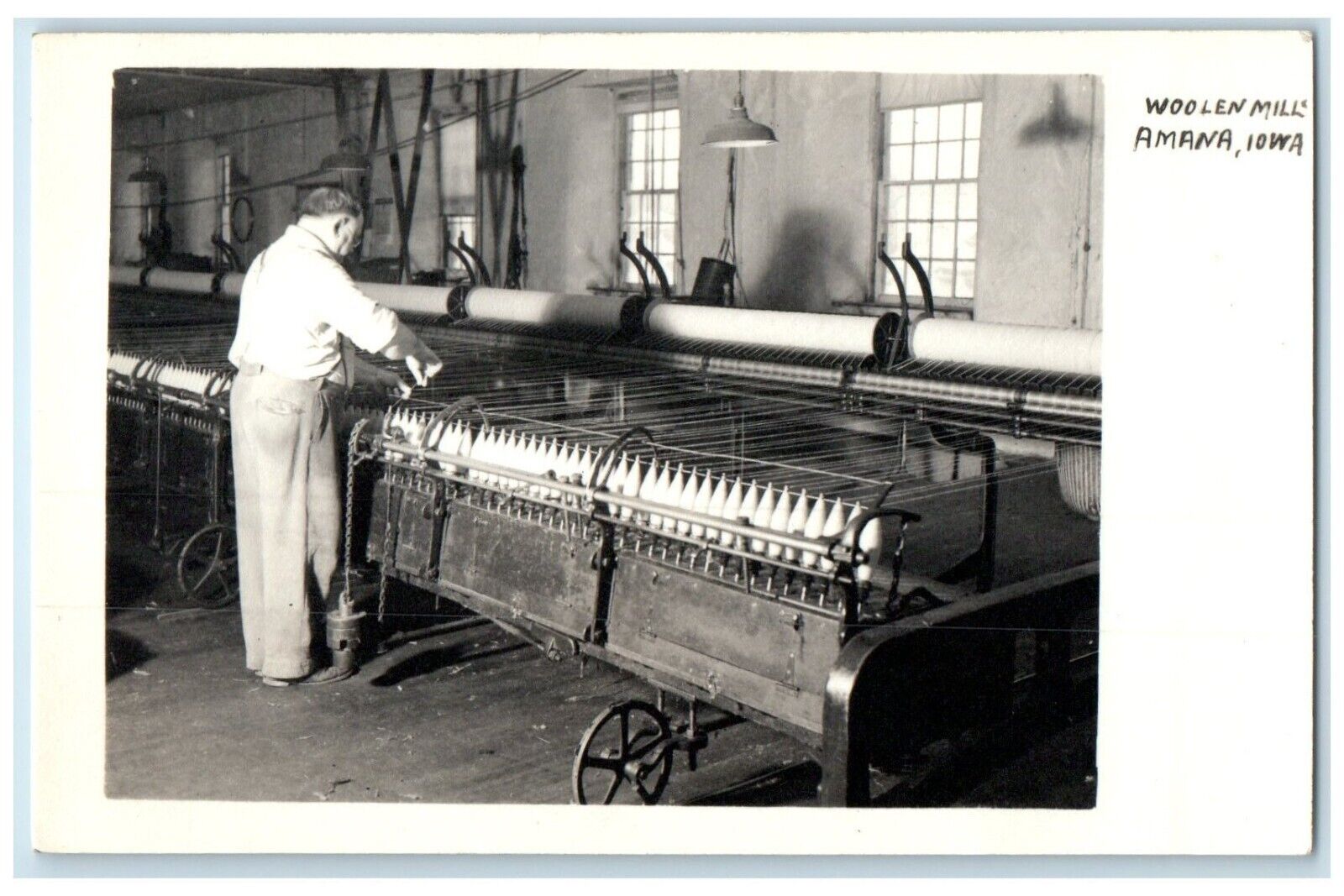 c1930's Woolen Mills Factory Interior Amana Iowa IA RPPC Photo Vintage Postcard