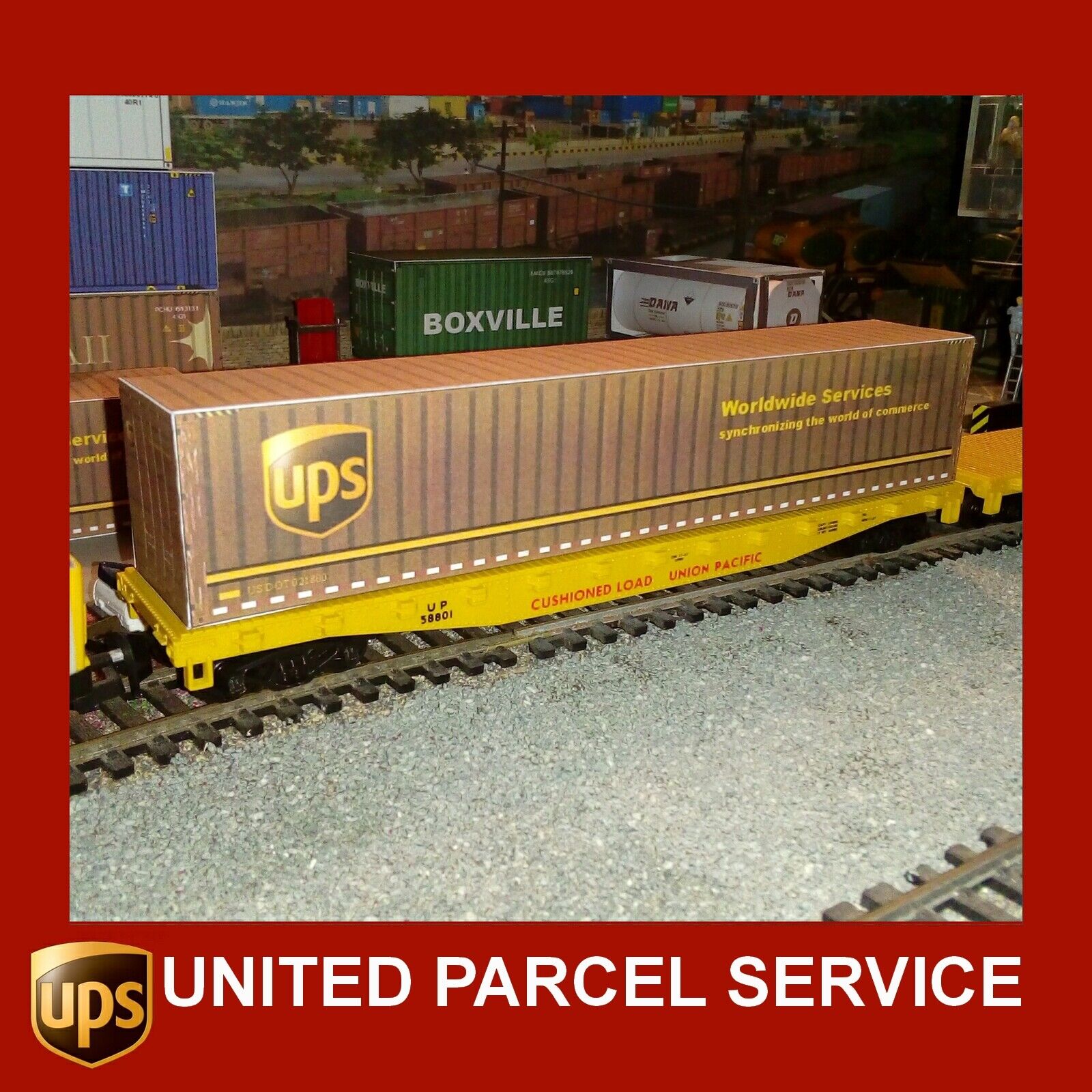 UPS United Parcel Service Model Shipping Containers 40ft x4 Scale HO 1:87