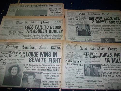 1936 JUNE-JULY THE BOSTON POST NEWSPAPER LOT OF 5 - SPORTS & COMICS - NP 868