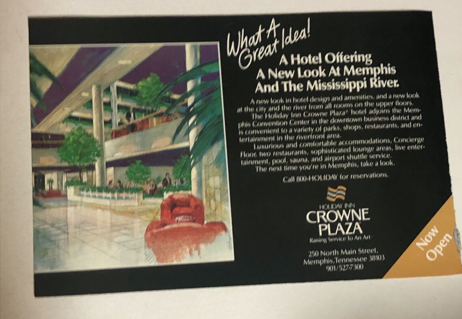 1980s Holiday Inn Crowne Plaza Hotel Vintage Print Ad Memphis Tennessee pa27