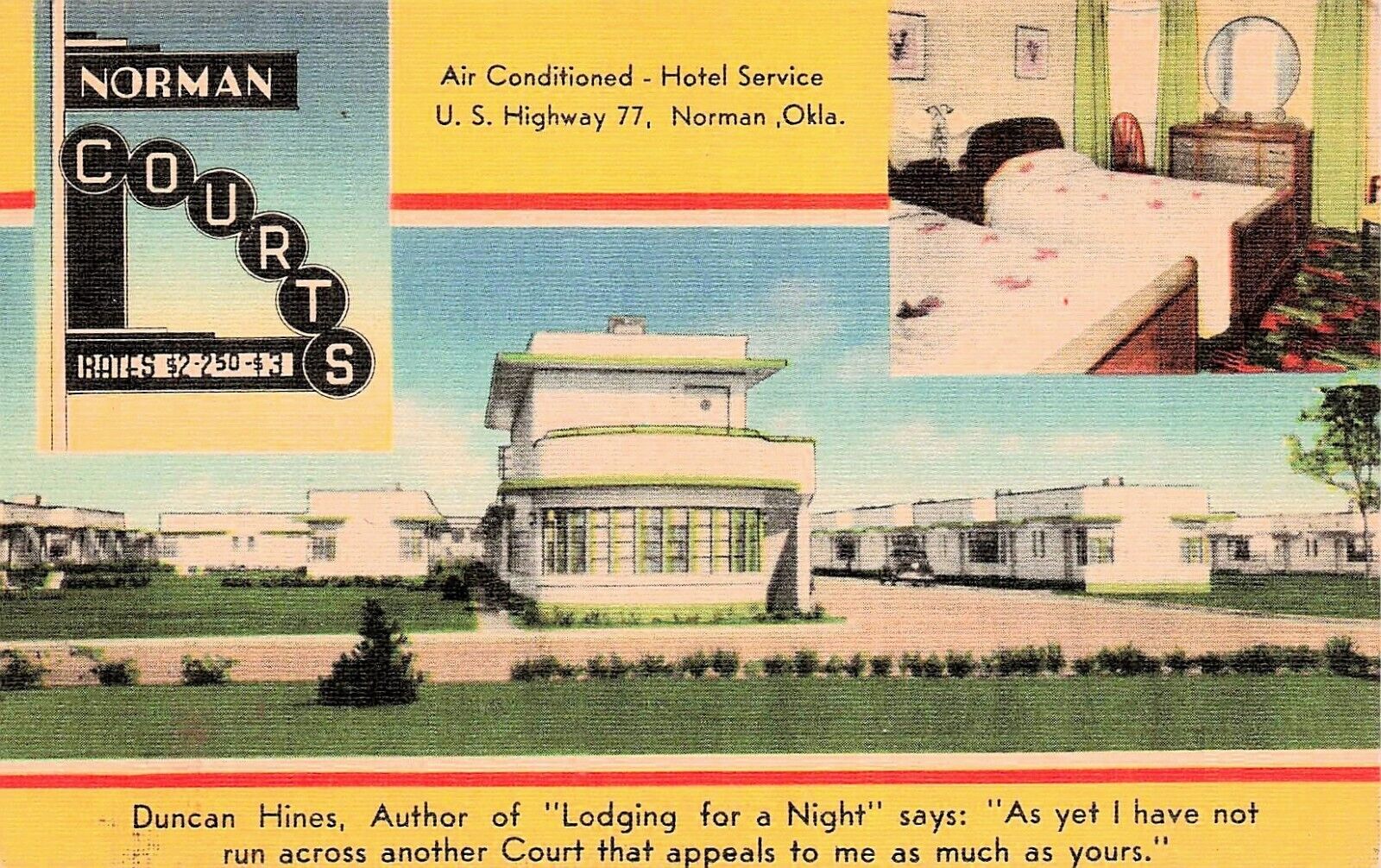 Norman OK Oklahoma Courts Motel Hwy 77 near University Vtg Postcard E37