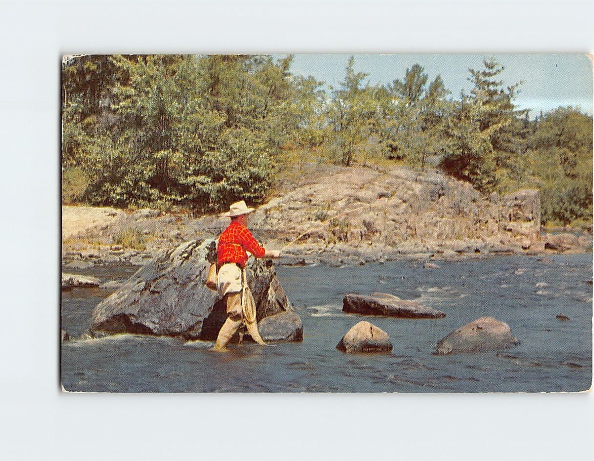 Postcard Man Fishing on a River