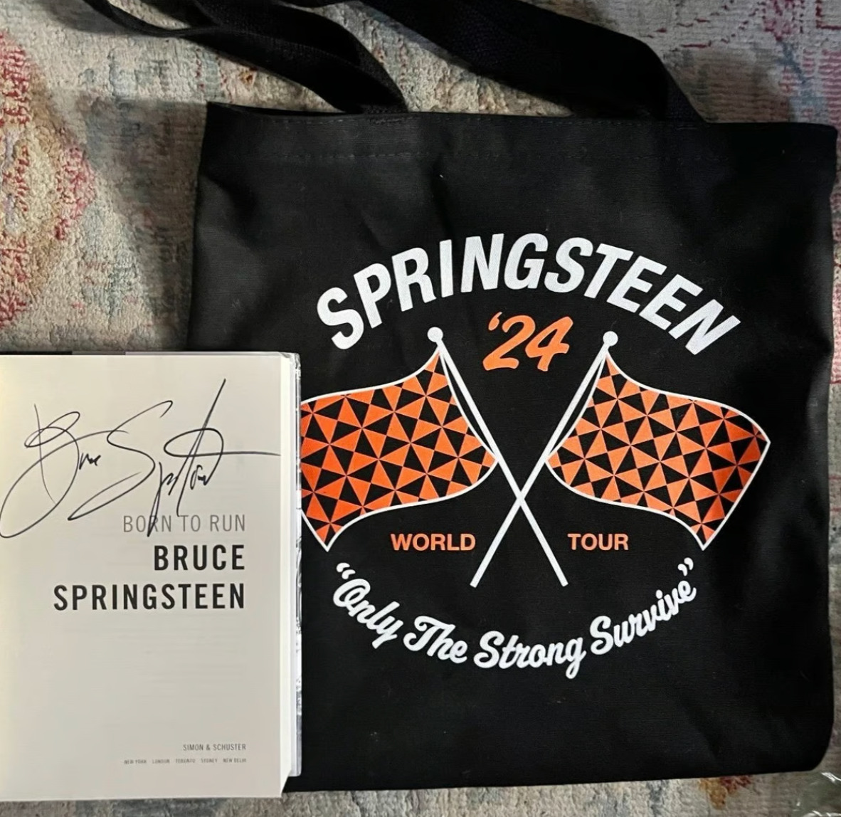 BRUCE SPRINGSTEEN Signed / Autographed Born to Run Memoir + 2024 Tour Tote
