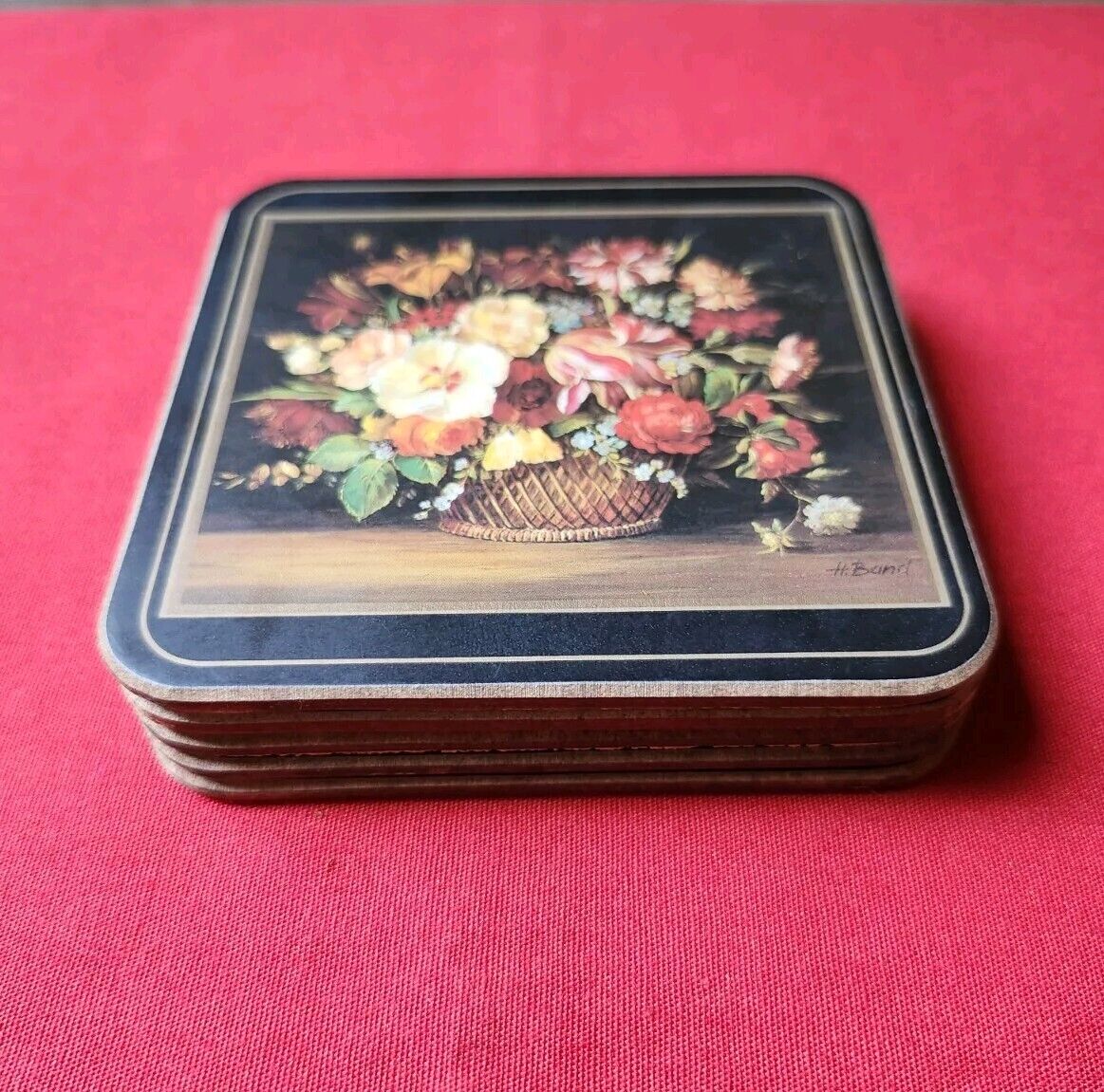 Set Of 5 Vintage PIMPERNEL Coasters Flowers Floral Made In England