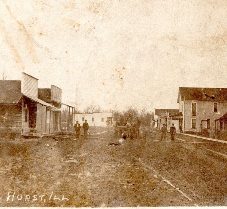 RPPC South Bush Avenue Street View Hurst Illinois IL 1908 DB Postcard DPO M14