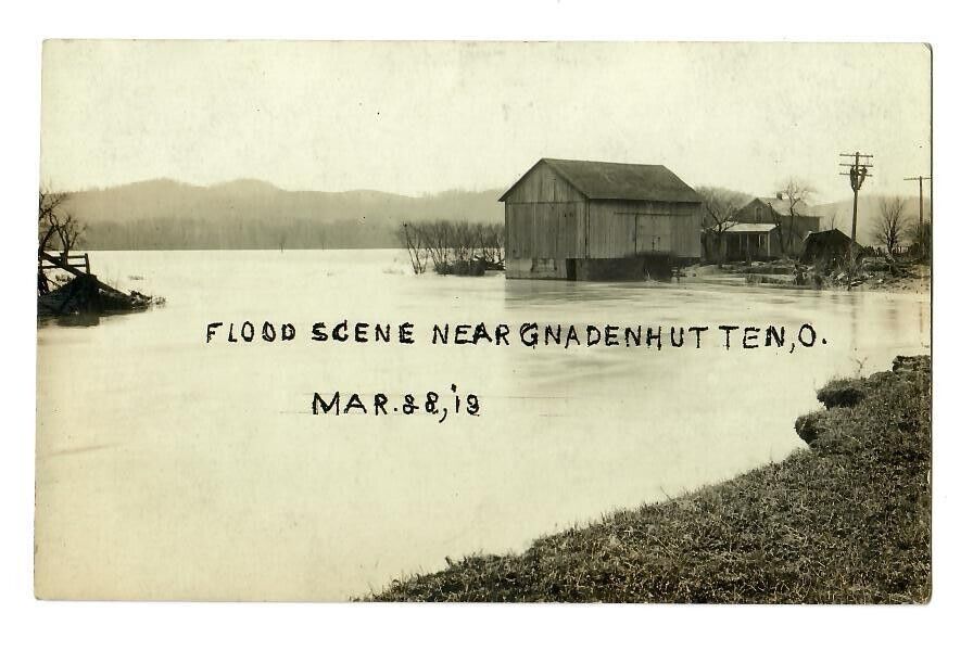 RPPC Flood Scene Near Gnadenhutten Ohio 1919 Tuscarawas River in Tuscarawas