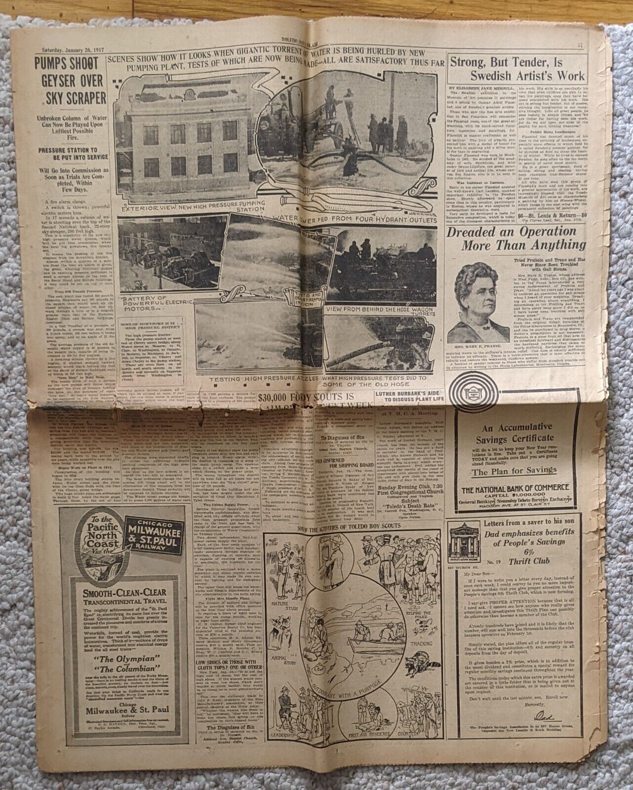 January 20, 1917 Toledo Blade Newspaper Section, Toledo Ohio