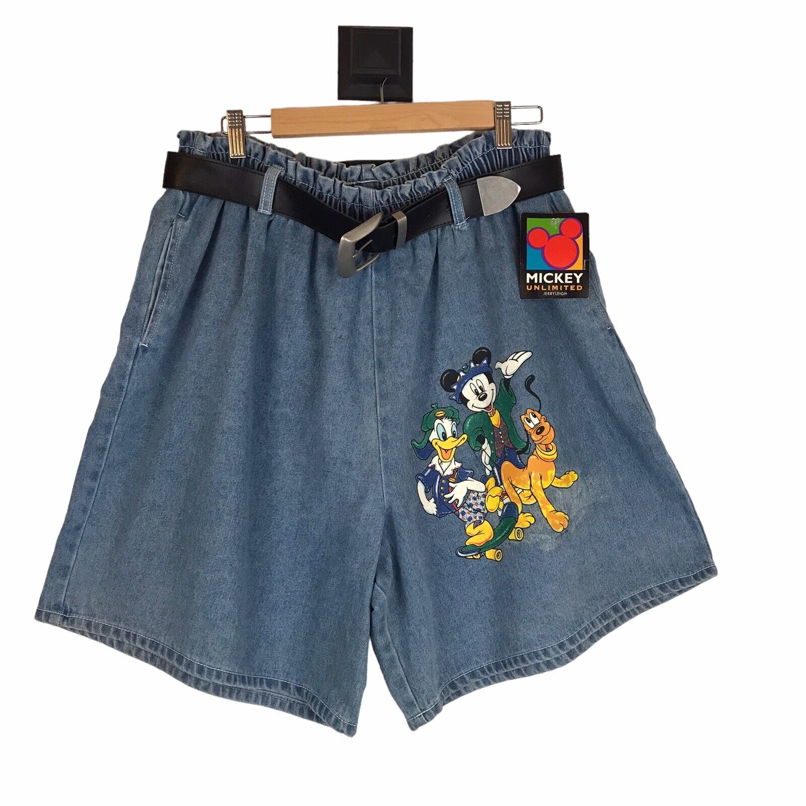 VTG Disney Unlimited Mickey Mouse Jerry Leigh Womens Denim Shorts XL 90s USA New