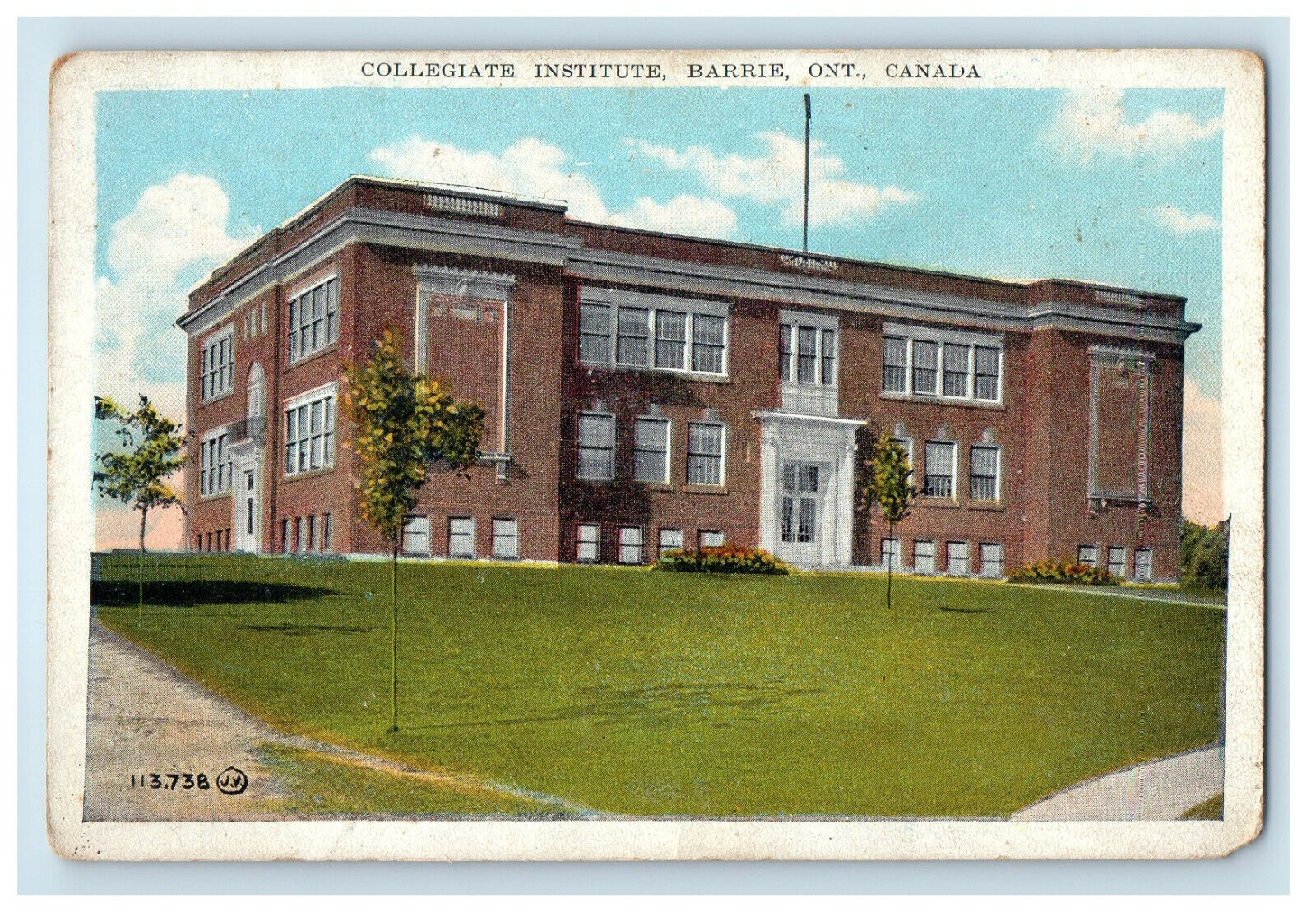 c1920s Collegiate Institute Barrie Ontario Canada Posted Postcard