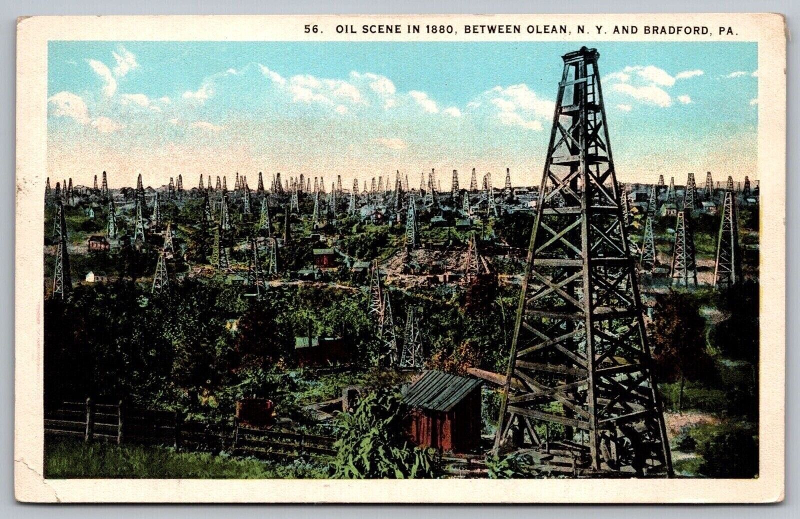 Oil Scene 2880 Between Olean NY New York Bradford PA WB Postcard UNP WOB Note