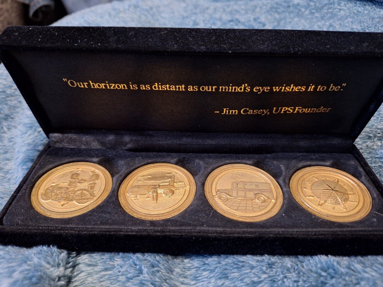 United Parcel Service  UPS Four Golden Medals Rare All UPS Logos Coins