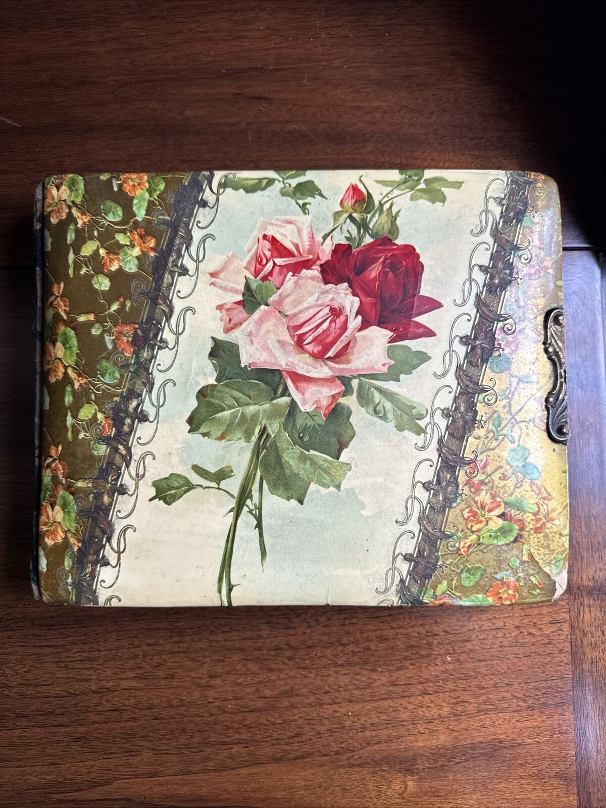 Antique Celluloid Victorian Photo Album with Rose Design 1800s
