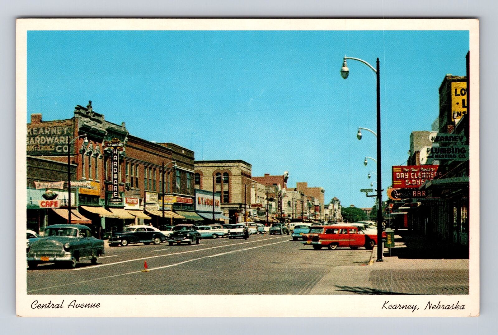 Kearney NE-Nebraska, Central Avenue, Antique, Vintage Souvenir Postcard