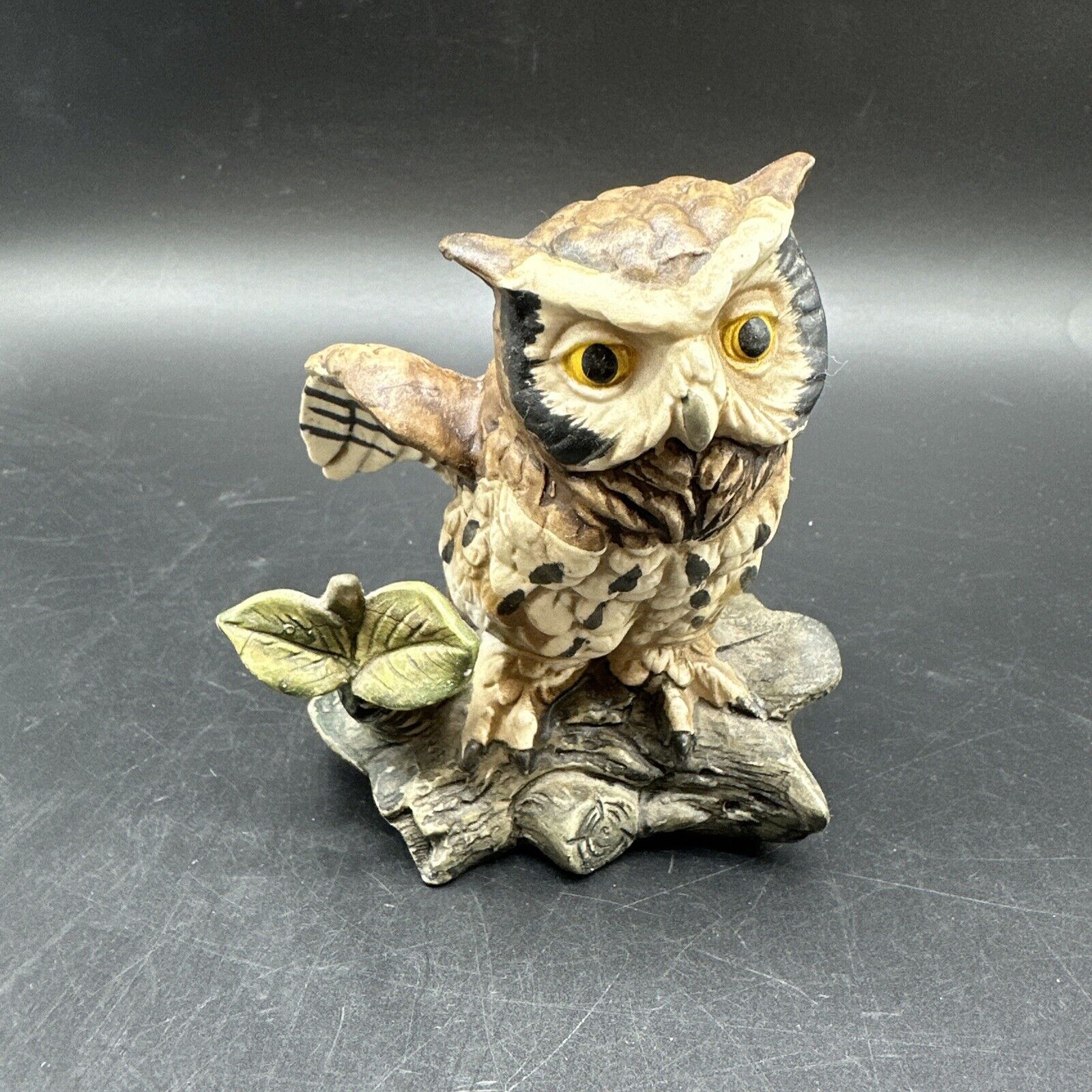 Price Import Japan Vintage Owl Ceramic On Branch Wings Spread 4.5 Tall 4 Wide