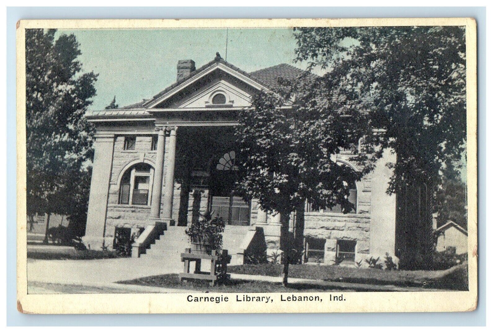 c1910's Carnegie Library Building Street View Lebanon Indiana IN Postcard