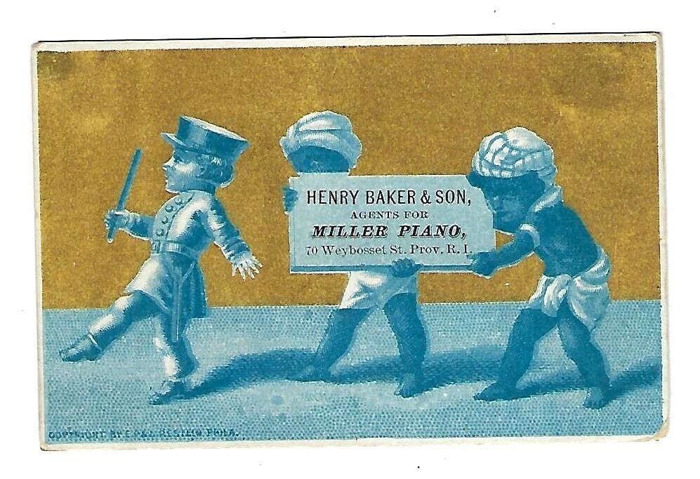 c1890 Victorian Trade Card Henry Baker & Son, Miller Piano