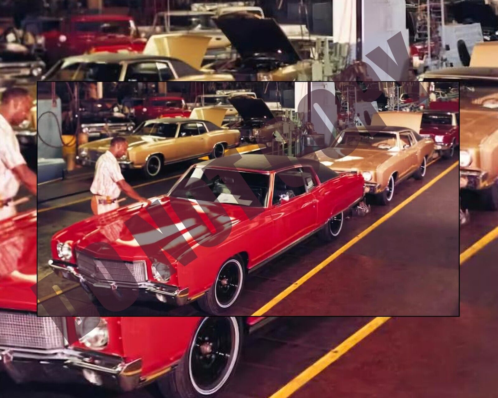 1972 Red Monte Carlo Rolling Off the Factory Assembly Line 8x10 Photo